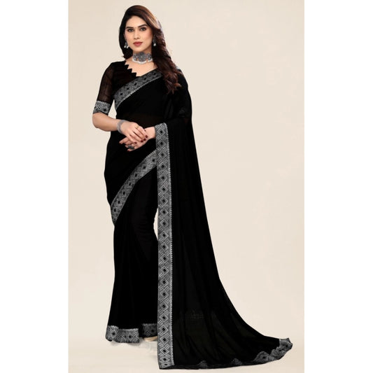Fancy Embellished Plain Solid Bollywood Chiffon Saree With Blouse piece