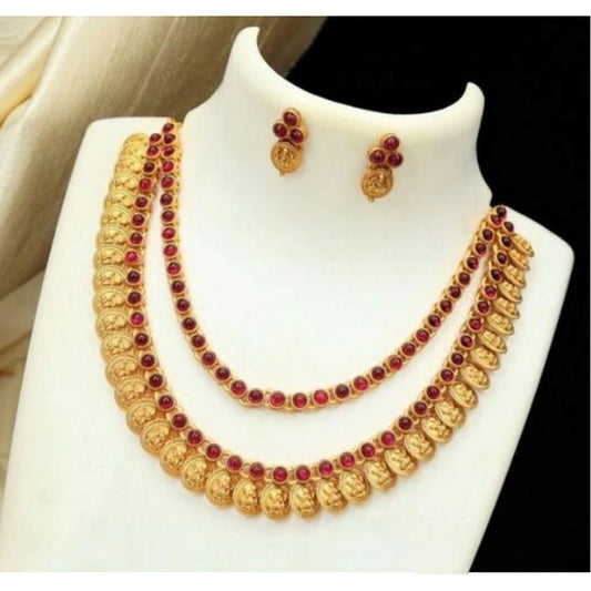 Traditional Ethnic Double Line Laxmi Coin Jewellery Set
