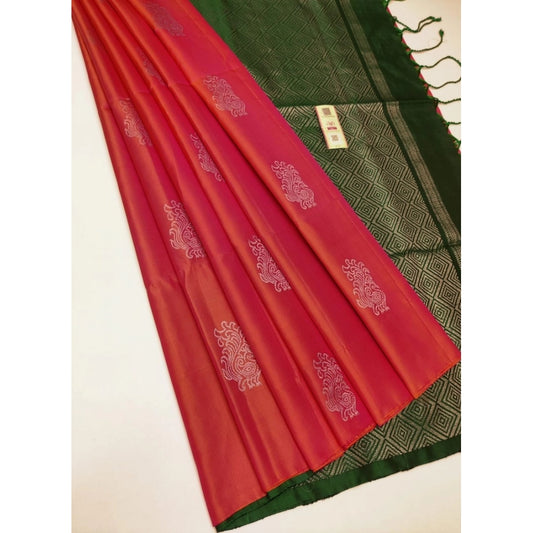 Amazing Borderless Kanjivaram Silk Saree With Blouse piece