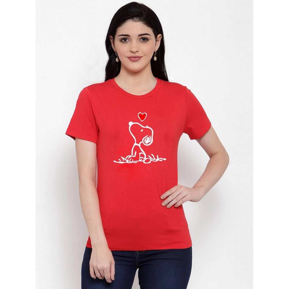 Contemporary Cotton Blend Snoopy Peanuts Inspired Cartoon Printed T Shirt