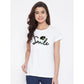 Contemporary Cotton Blend Smile With Flower Printed T Shirt