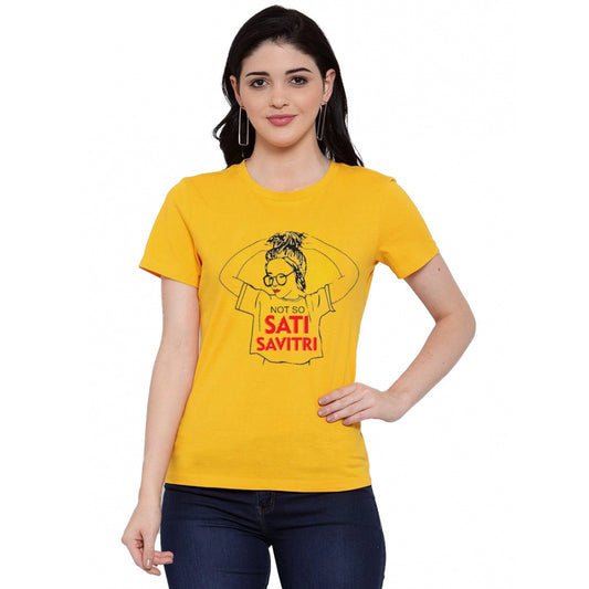 Sizzling Cotton Blend Not So Sati Savitri Printed T Shirt