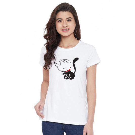 Amazing Cotton Blend Cat Printed T Shirt