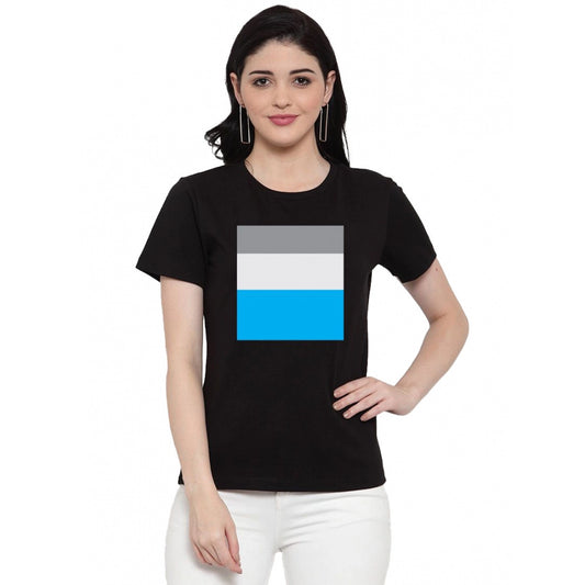 Contemporary Cotton Blend Three Color Strip Design Printed Printed T Shirt