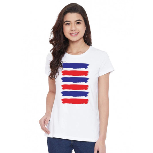 Contemporary Cotton Blend Purple And Red Lines Printed T Shirt