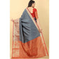 Sizzling Cotton Silk Woven Design Kanjeevaram Saree With Blouse piece