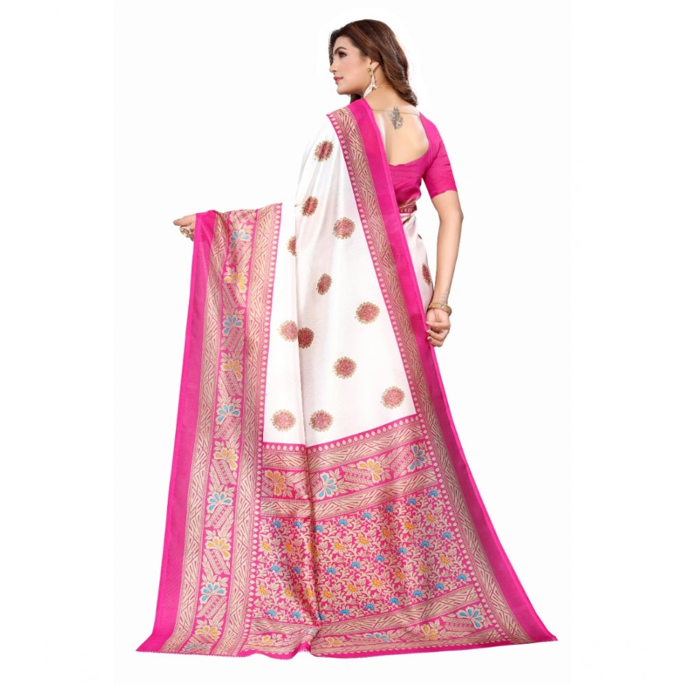 Contemporary Art Silk Printed Saree With Blouse piece