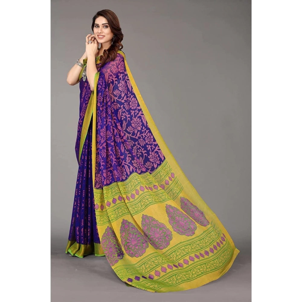 Awesome Viscose Rayon Printed Saree With Blouse piece