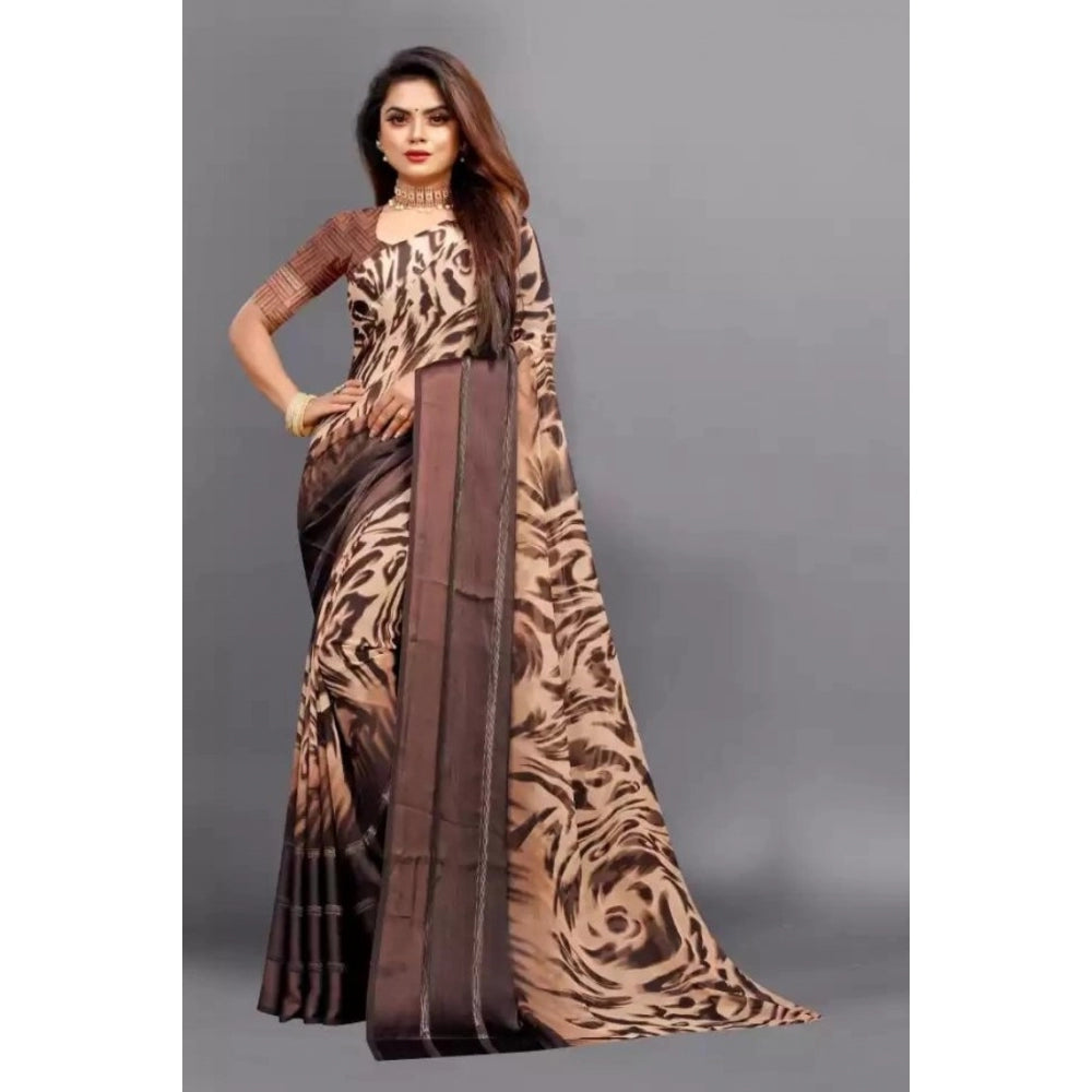 Modern Sattin Patta Printed Saree With Blouse piece
