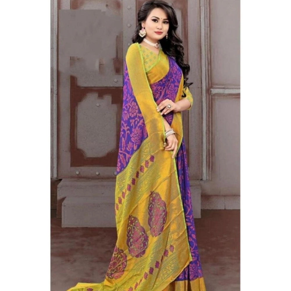 Awesome Viscose Rayon Printed Saree With Blouse piece