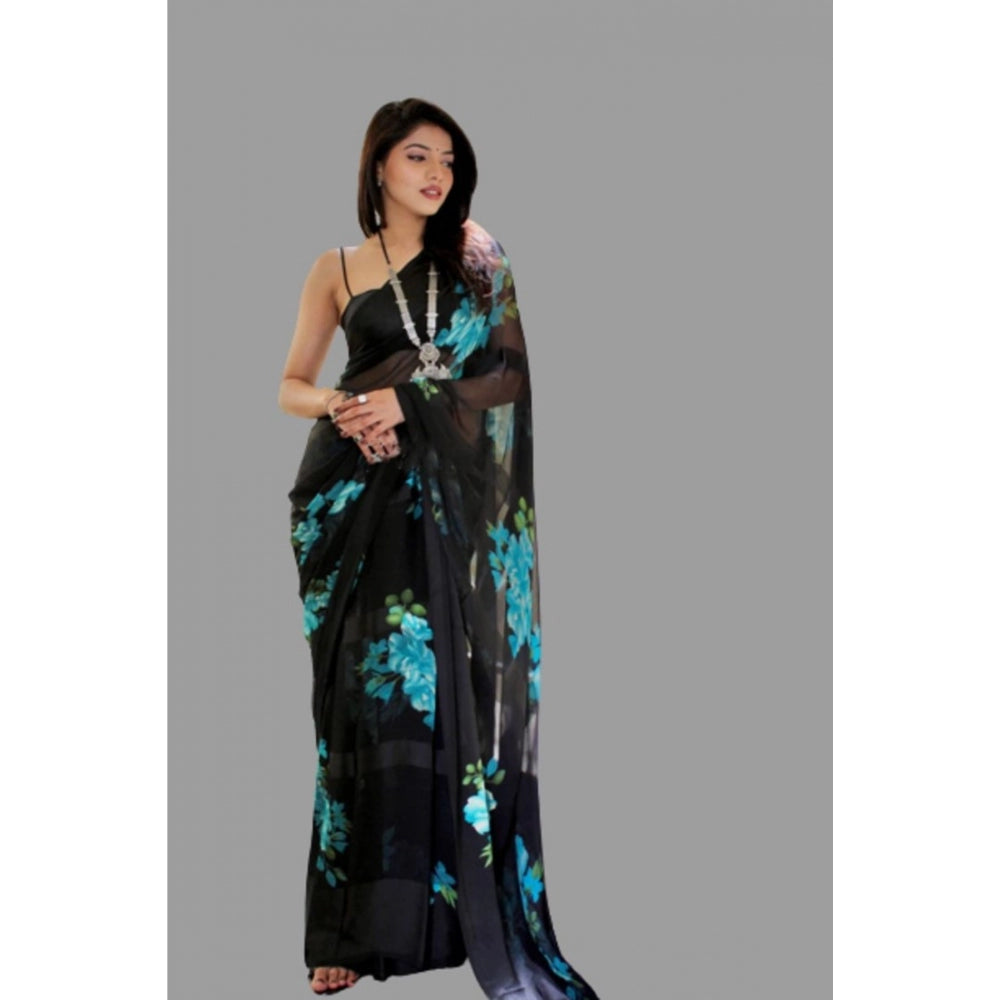 Modern Sattin Patta Printed Saree With Blouse piece