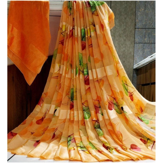 Embellished Sattin Patta Printed Saree With Blouse piece