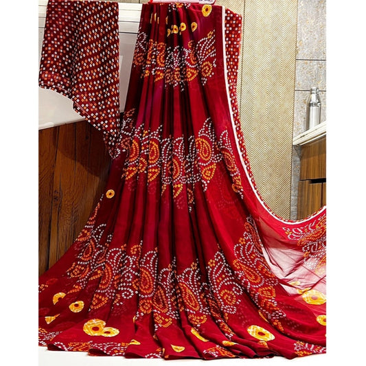 Astonishing Georgette Printed Saree With Blouse piece