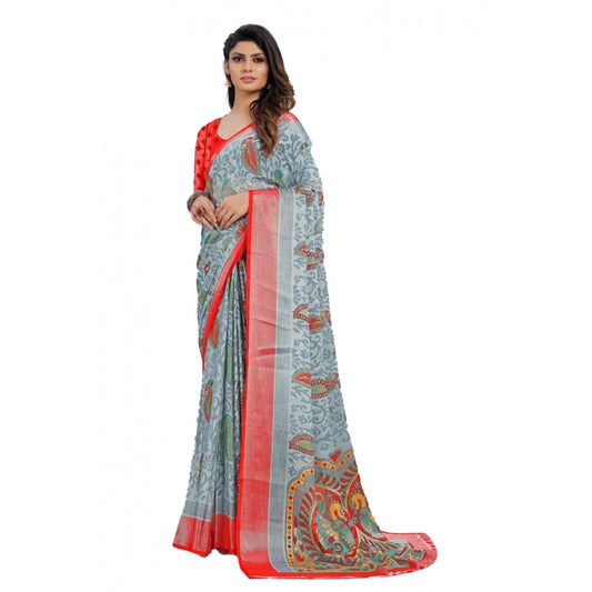 Awesome Viscose Rayon Printed Saree With Blouse piece