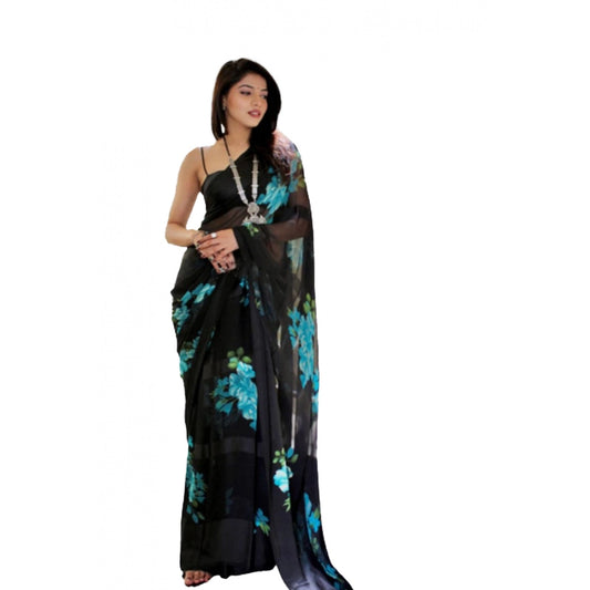 Modern Sattin Patta Printed Saree With Blouse piece