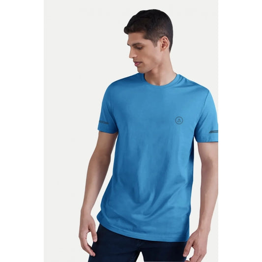 Men's Casual Half sleeve Solid Polyester Crew Neck T shirt