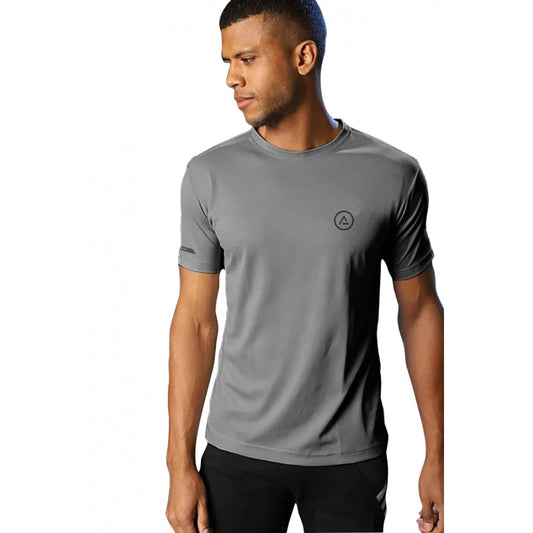 Men's Casual Half sleeve Solid Polyester Crew Neck T shirt
