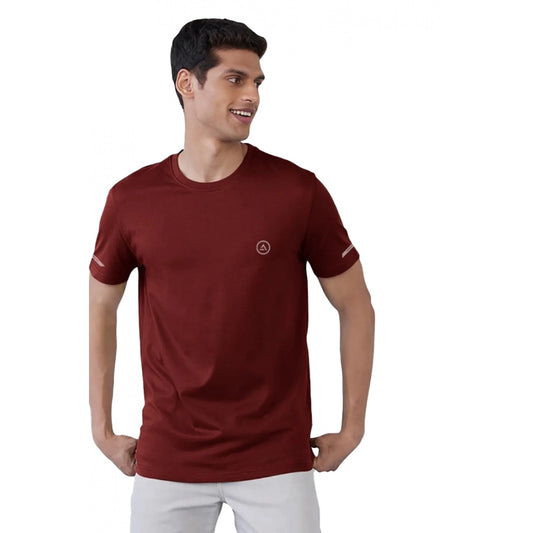 Men's Casual Half sleeve Solid Polyester Crew Neck T shirt