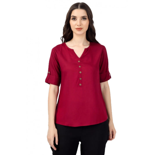 Superior Solid Short Length Rayon Tunic Top
