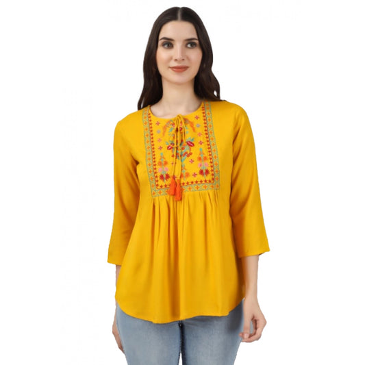 Awesome Embroidered Short Length Rayon Tunic Top