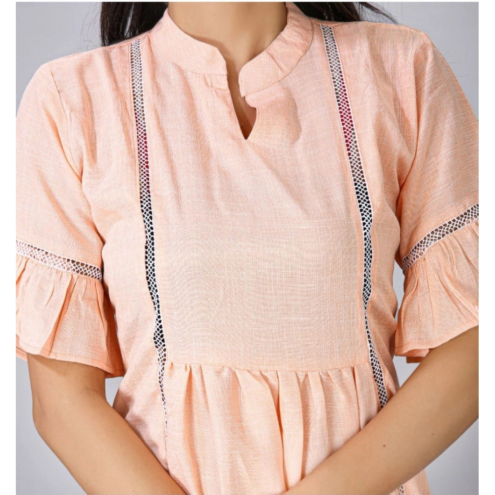 Casual Short Sleeve Silk Blend Printed Kurti