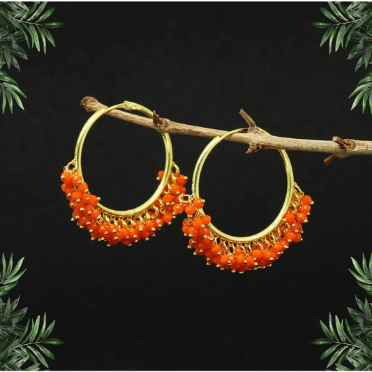 Appealing Orange Color Antique Hoop Earrings