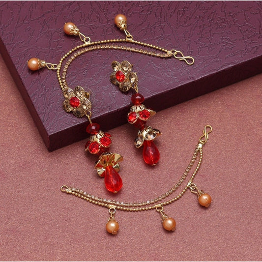 Appealing Red Color Bahubali Earrings