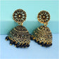 Glorious Rajasthani Traditional Wedding Collection Floral Design Gold Oxidised Black Color Jhumki Earrings
