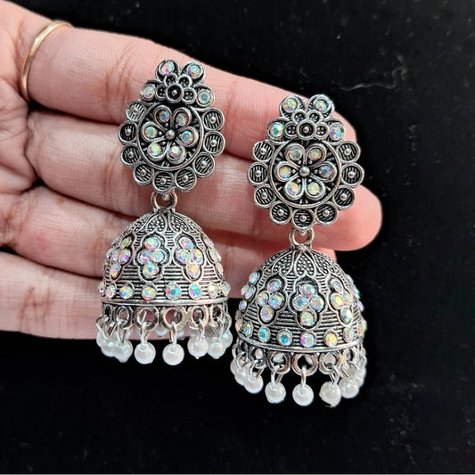 Incredible Silver Color Oxidised Earrings