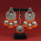 Superb Orange Color Oxidised Earrings Tikka Set
