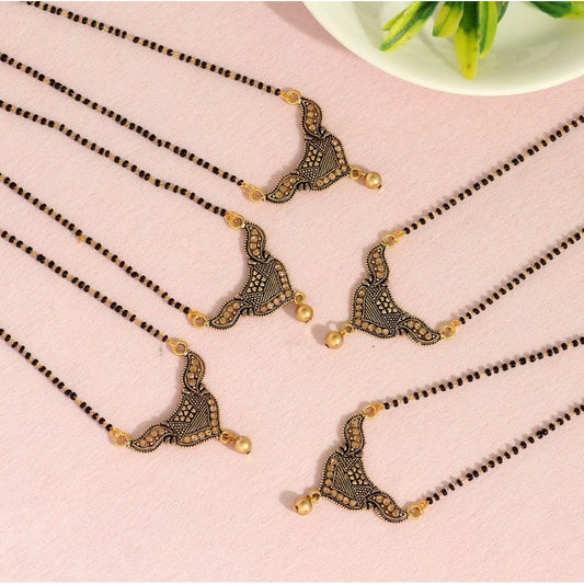 Delightful Gold Color 5 Piece Of Mangalsutra Combo