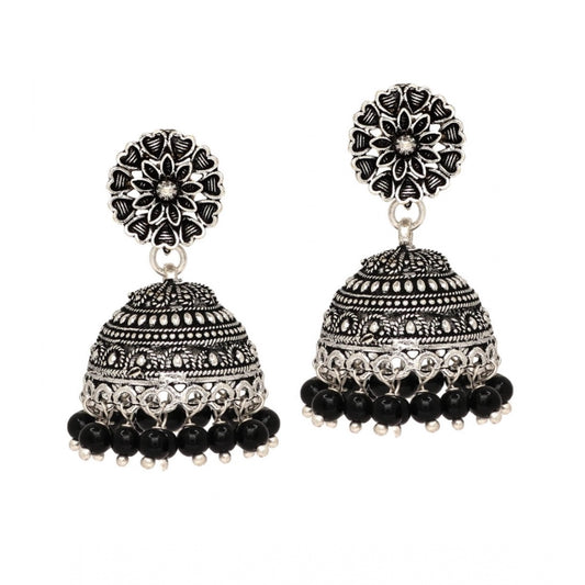 Glorious Oxidised Silver Plated Black Color Earrings Jewellery