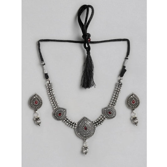 Glittering Silver Alloy Necklace and Earings Set