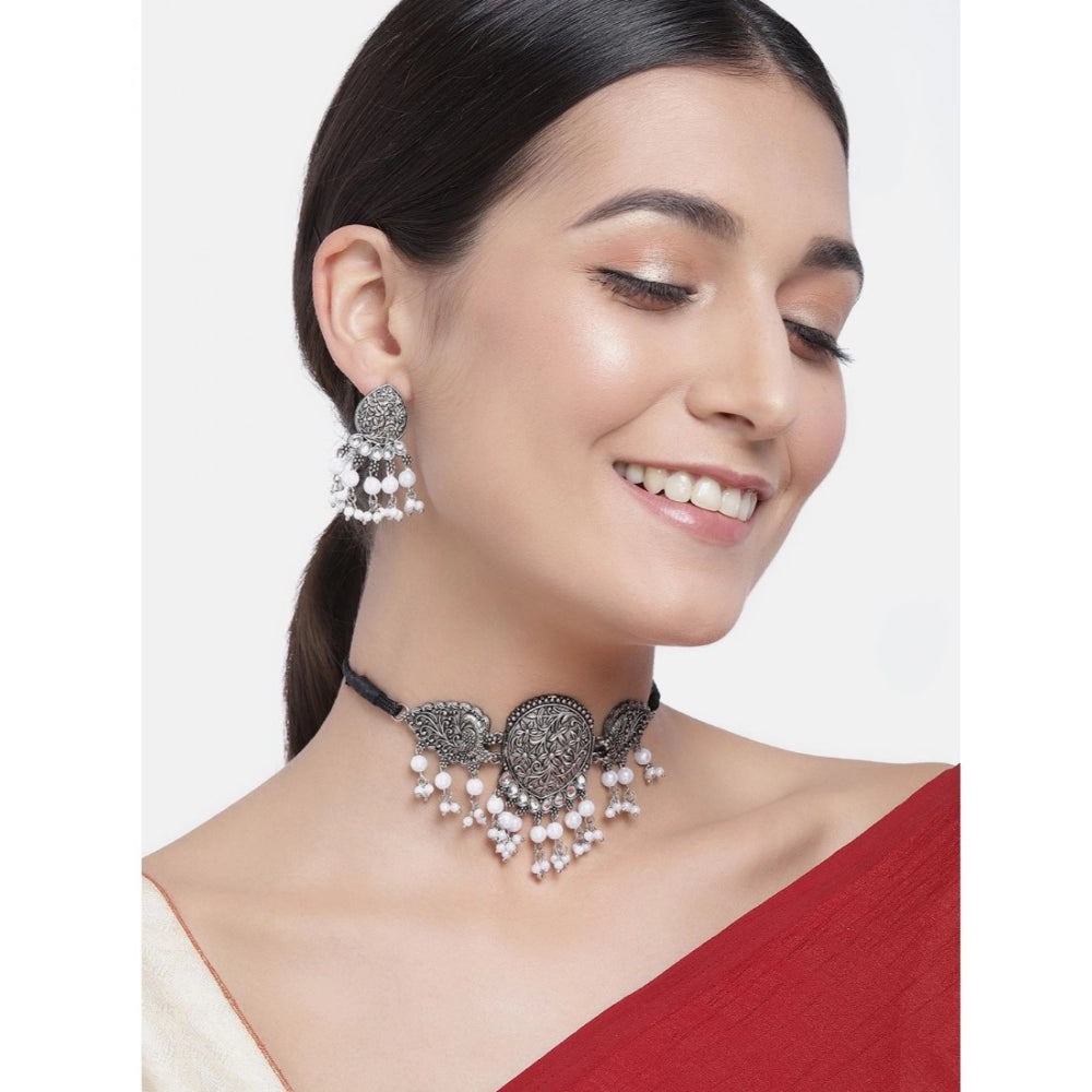 Unique Silver Alloy Necklace and Earings Set
