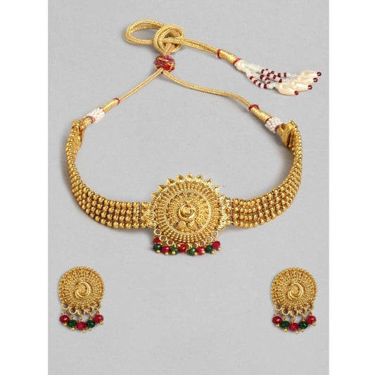 Royal Gold Plated Alloy Necklace and Earings Set
