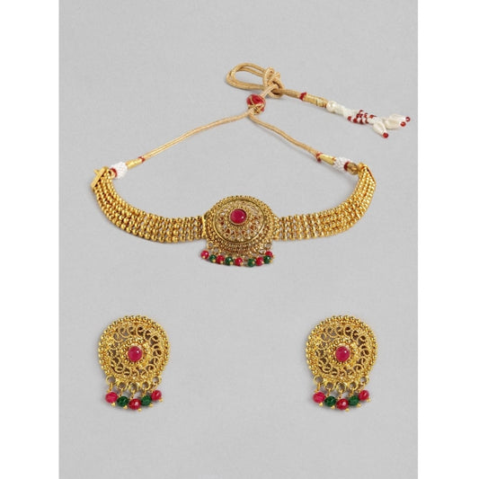 Royal Gold Plated Alloy Necklace and Earings Set