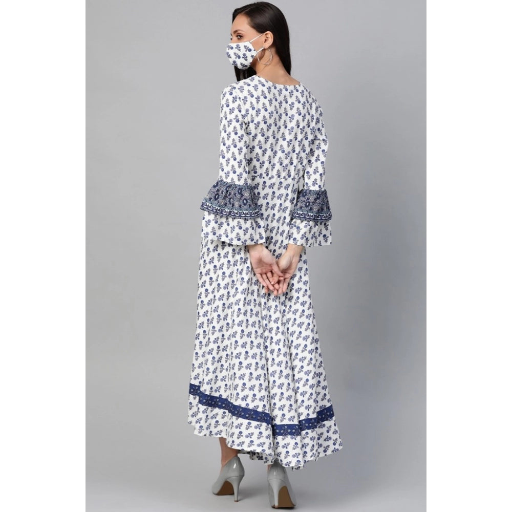 Ravishing Bell Sleeve Floral Printed Rayon Dress