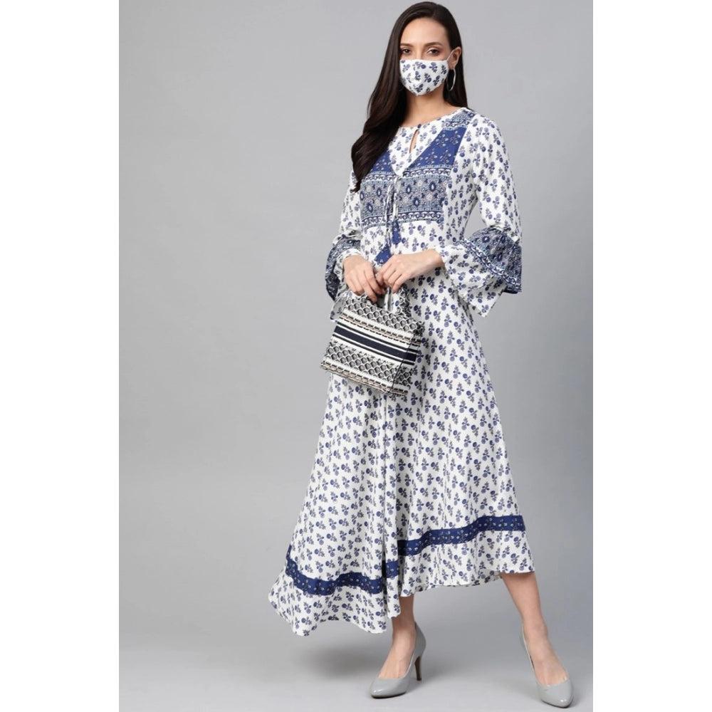 Ravishing Bell Sleeve Floral Printed Rayon Dress