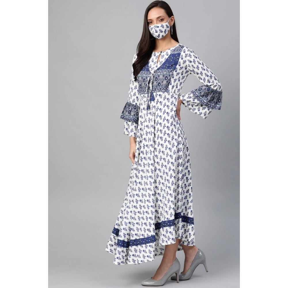 Ravishing Bell Sleeve Floral Printed Rayon Dress