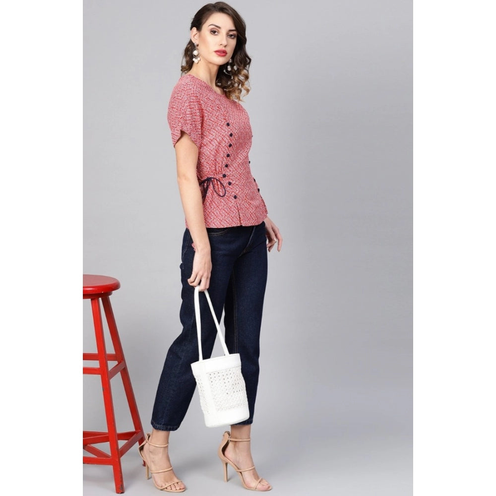 Ravishing Short Sleeve Geometric Rayon Top