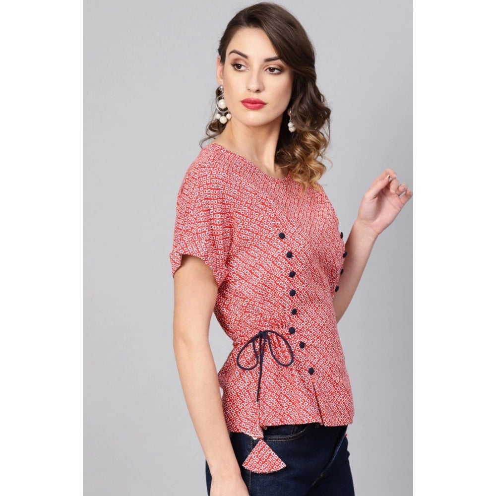 Ravishing Short Sleeve Geometric Rayon Top