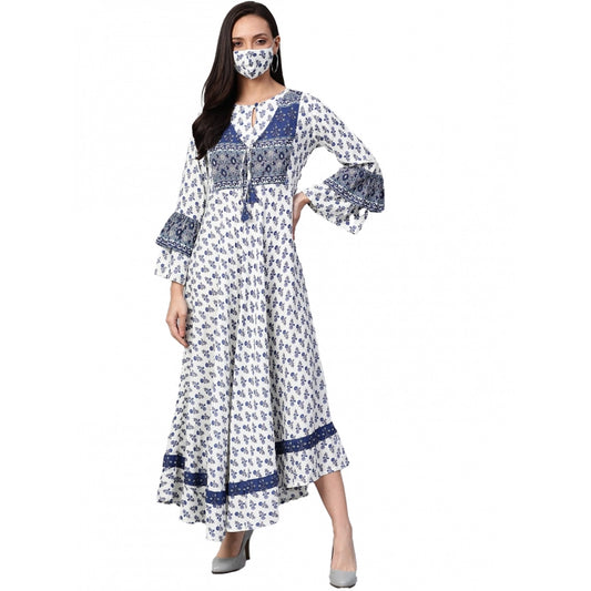 Ravishing Bell Sleeve Floral Printed Rayon Dress