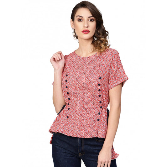 Ravishing Short Sleeve Geometric Rayon Top