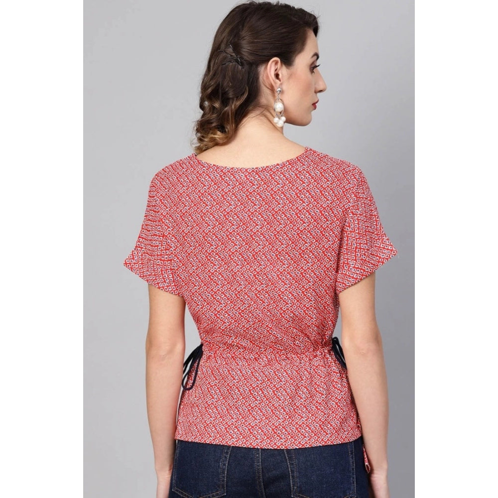 Ravishing Short Sleeve Geometric Rayon Top