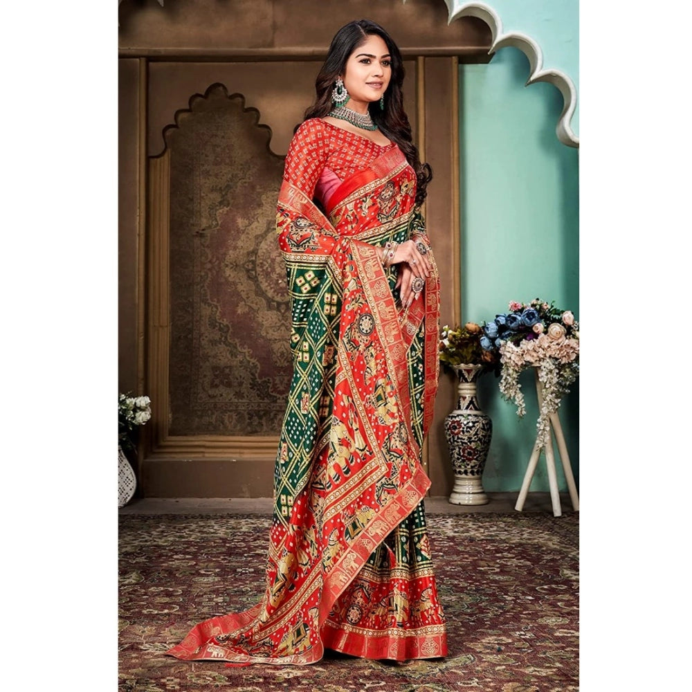Beautiful Soft Silk Printed Saree With Blouse Piece