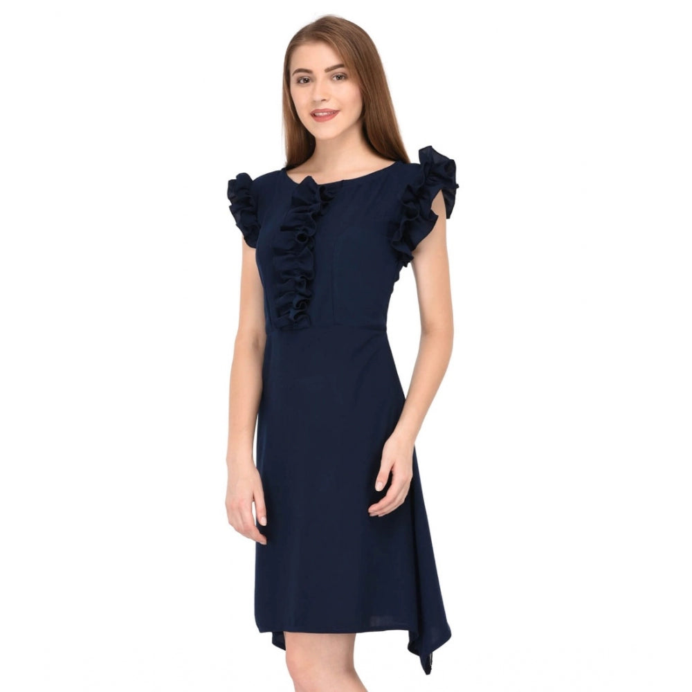 Embellished Cotton Blend Solid Sleeveless Dress