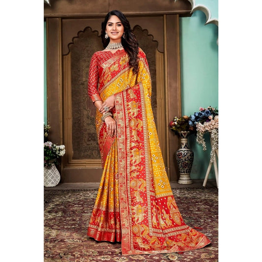 Beautiful Soft Silk Printed Saree With Blouse Piece