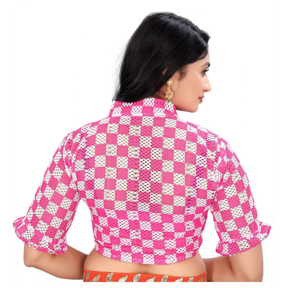 Attractive Cotton Blend Checks Readymade Blouse
