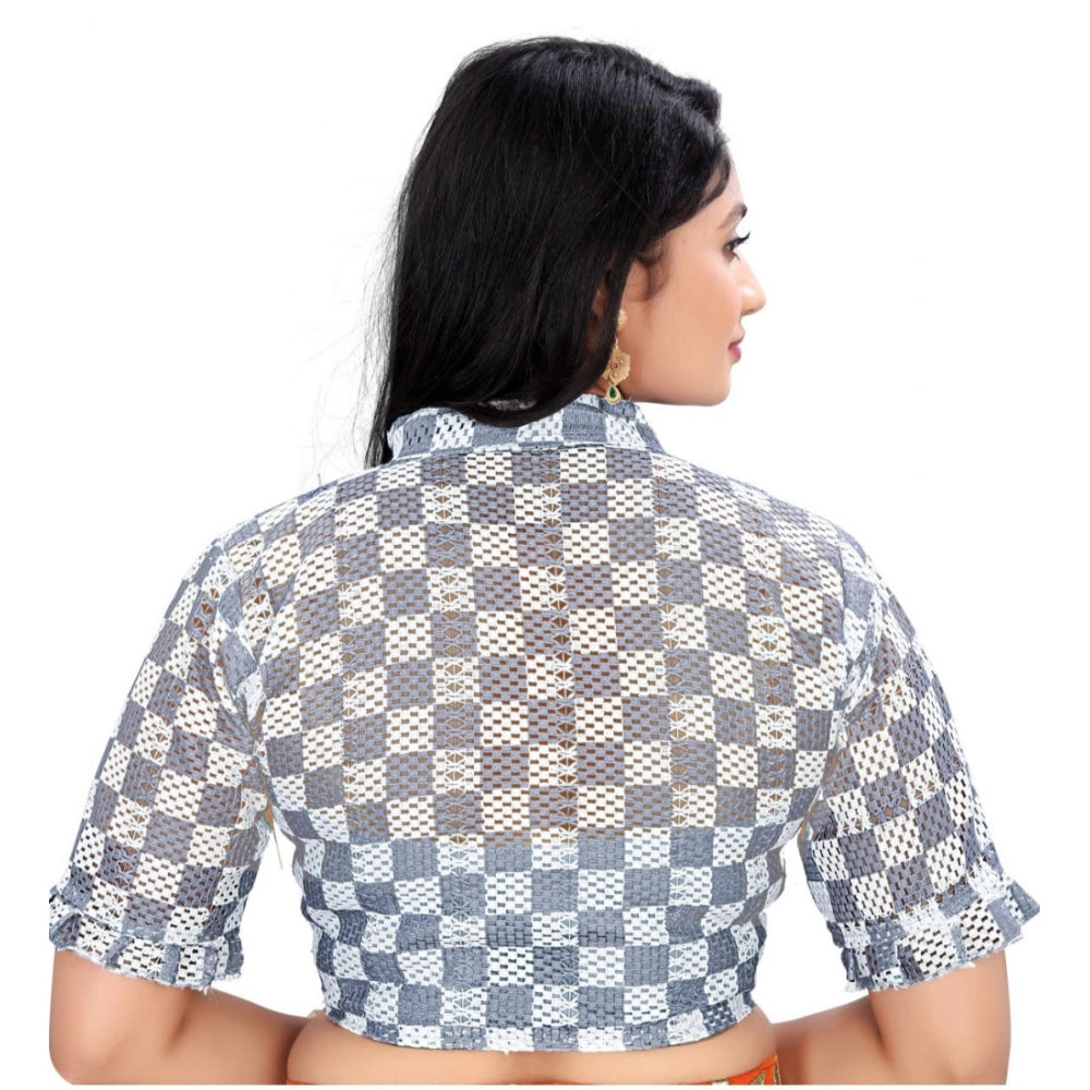 Attractive Cotton Blend Checks Readymade Blouse