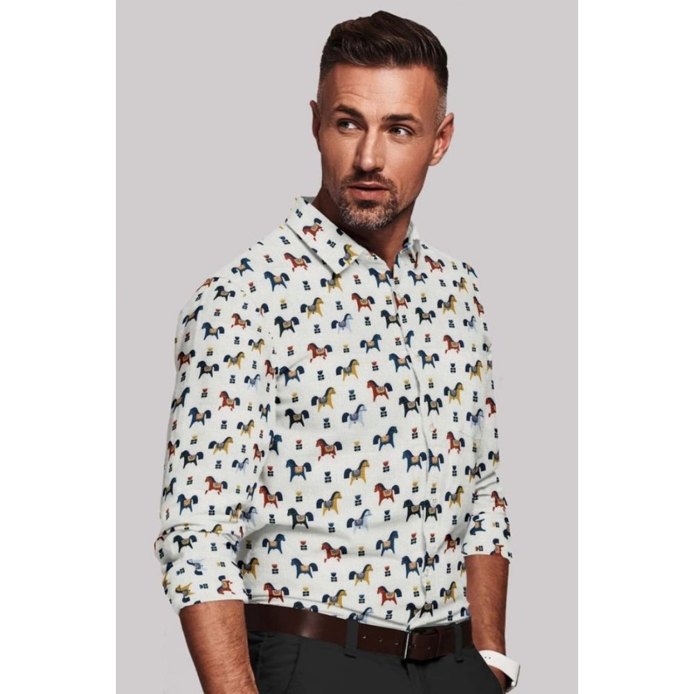 Men's Cotton Blended Printed Full Sleeve Shirt